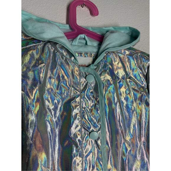 Cat & Jack Girl's Size 4T Button Up Holographic Wind/Water Resistant Jacket - Picture 3 of 11